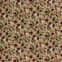 Beige met donkerrood en mostertgeel bloemetje