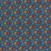 Blauw met rood, geel en blauwe bloemetjes
