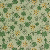 Ivoor met groene en gele bloemen en groene stippen