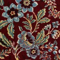 Bordeaux met grote bloemen, blauw/geel/oudgroen FQ