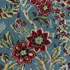 Blauw met grote bloemen, bordeaux/geel/oudgroen FQ