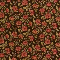 Donkerbruin met bloemen rozerood
