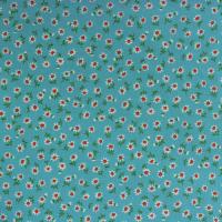 Blauw (aqua) met oranje-wit bloemetje