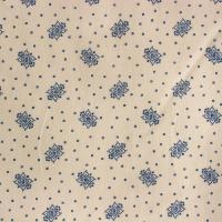 Ivoor met blauw gestippeld bloemmetje en klein vierkantje