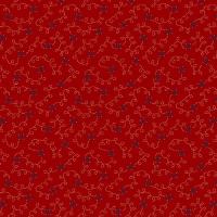 Rood met gestippeld krullijntje en donkerrood bloemetje